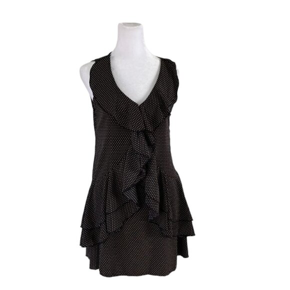 Anthropologie Dresses & Skirts - Anthropologie Needle & Thread Navy Gold Ruffle Mini Dress Size Small
